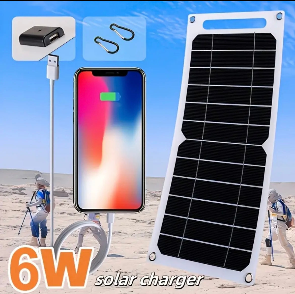 Chargeur Solaire Portable Étanche avec USB